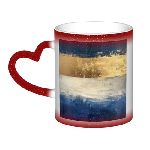 Image of Tamiger Gold Blue White Print Starry Sky Color Changing Mug Ceramic Coffee Mug Home Office Daily Use Accessory