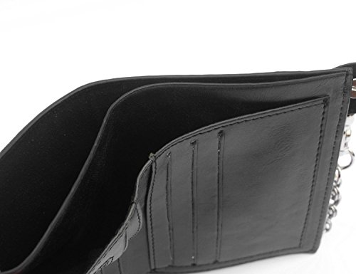 Mens Gothic Skull Cross Leather Biker Punk Snap Wallet With Long Key Chain #TOP3