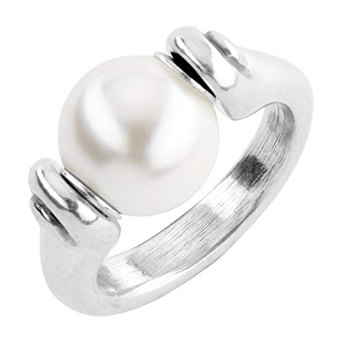 Uno de 50 Ring aus Metall, beschichtet mit Sterlingsilber und synthetischer Perle.