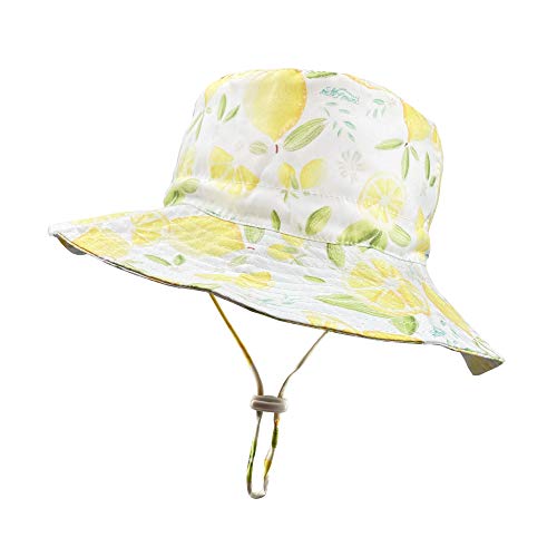 Fynnsure Baby Sun Hat Toddler Hats for Baby Boys Girls Infant Sun Hat Baby Summer Beach Hat Bucket Hat with Wide Brim Yellow Lemon 6-12 Months