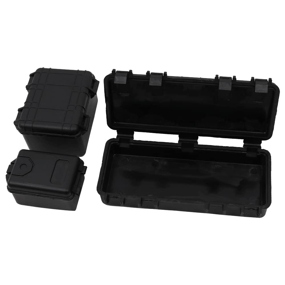 WANGCL 3 sztuki skrzynki narzędziowej na zdalne sterowanie, dekoracje do auta w skali 1:10, Traxxas Trx4, Axial Scx10 90046 CC01 D90 D110 - Czarne