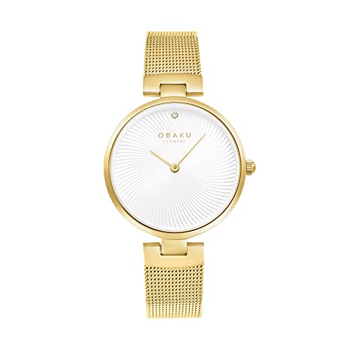 Obaku - Reloj de mujer con diamante, acero amarillo, pulsera Obaku - Reloj de mujer con diamante, acero amarillo, pulsera
