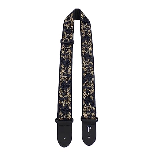 Perri's Leathers Ltd. – Black Metallic Rose – Jacquard Guitar Strap – Adjustable Length – For Electric, Acoustic, and Bass Guitars – Made in Canada by P Perri's Leathers Ltd. - Used condition - CA$27.47