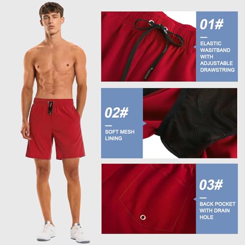 Image of HOdo Mens Swim Trunks with Mesh Liner 9 inch Quick Dry Swim Shorts Bathing Suits for Men Swimwear Board Shorts wiht Pockets