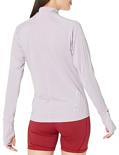 adidas Womens Fast Running Half Zip Long-Sleeve Silver Dawn 2XS - Image 3