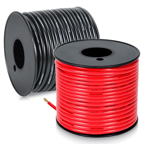 12 Gauge Electrical Wire, Red/Black Each 30FT, Flexible Low Voltage PVC Copper Clad Aluminum Extension Cord for DIY Projects,Car Speaker Wire, LED Wire, Residential Wiring 12V/24V DC