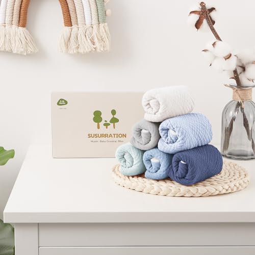 Susurration Lätzchen Baby Dreieckstuch Baby Musselin Halstuch Baby für Junge und Mädchen,Sabberlätzchen Baby Verstellbare (Blau)