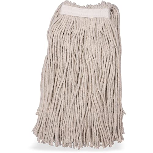 Image of SPARTA Flo-Pac Cotton Mop Head,Cut-End,Narrow Band with White Band for Organized Cleaning,32 Inches,Tan,(Pack of 12)