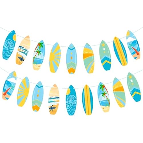 2Pcs Surfing Surfboard Banners Summer Surfing Birthday Party Decorations Beach Surf Banners Surfboard Theme Decoration for Surfer Birthday Beach Pool Theme Party Supplies
