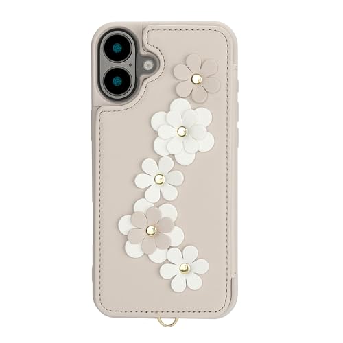 TiLGillCase For Apple iPhone 15 Pro Max 3D ���̉ԏ��� PU ���U�[ �X�}�z�P�[�X ���΂߂����R �Z���X�g���b�v�t�� �X�^���h�@�\�t�� �ϏՌ� ���f�B�[�X �g�уJ�o�[ -��