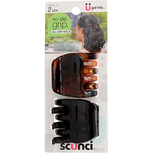 Scunci No-Slip Grip Chunky Jaw Clips | All Day Hold | 2-Pieces per Pack (1-Pack)