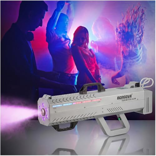 Pistola de humo para fiestas, cañón de mano de 1500 W con color - Luces cambiantes, perfecta para Halloween espeluznante, espectáculos de escenario y noche de club