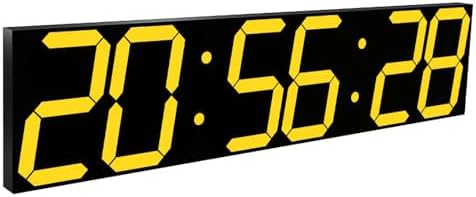 Oversized Red LED Digital Wall Clock with Auto Dimmer - 27" Countdown Timer, 6-Digit Display, Remote Control, Wall-Mounted, Date & Temperature Display