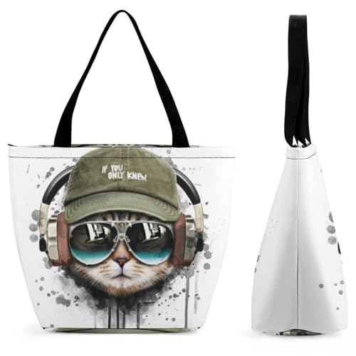 Sac à main chat aquarelle grand sac bandoulière et shopping voyage pour femme