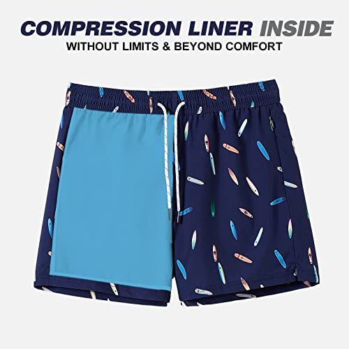 Image of BRISIRA Mens Swim Trunks Swim Shorts Quick Dry 5 inch Inseam Beach Shorts with Compression Liner and Zipper Pocket
