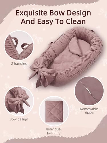 Image of EAQ Baby Lounger, Infant Lounger for Newborn,Portable Baby Nest Cover Breathable & Soft, Newborn Essentials