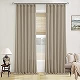 Neutral Pinch Pleated 96 Inch Curtains 2 Panels Set for Windows Flax Linen Textured Drapes...