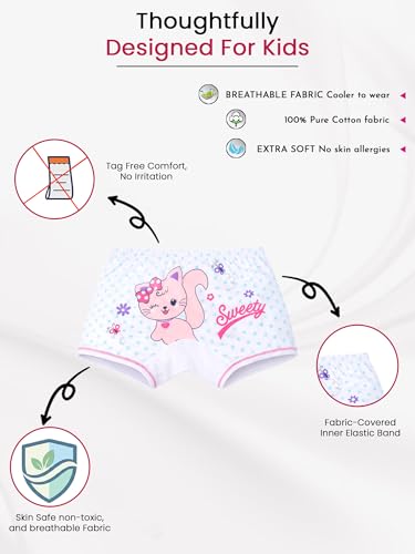 Image of BODYCARE Printed Girls Boyshorts Pack of 4 | 100% Cotton Ultra Soft Breathable Innerwear with Inner Elastic Band | Skin Friendly, Tagless Comfort | Ideal for School