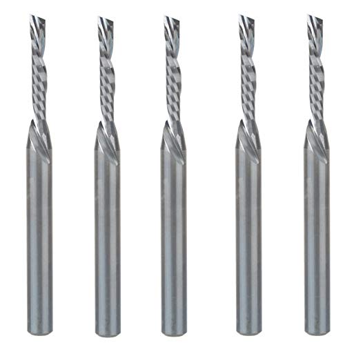 BERWENNY 5Pcs 3.175/2/12MM Single-Flute Downcut Milling Cutter Bit Cutting Wood Acrylic Plastic