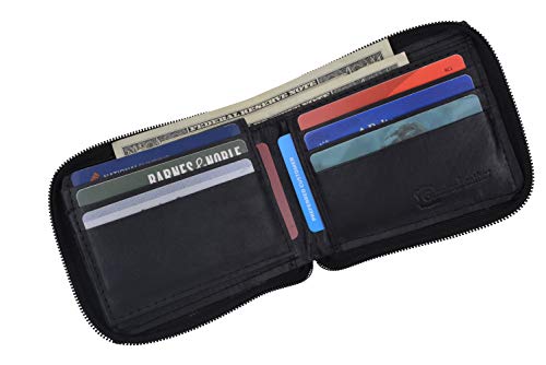 Marshal Wallet Mens Leather Zippered Bifold Wallet (Black)3