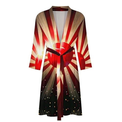 Japanese Rising Sun Flag Light Rays Funny Men's Robe Soft Lightweight Bathrobe Long-sleeve Spa Robes4