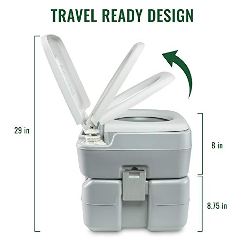Hike Crew Advanced Portable Outdoor Camping and Travel Toilet – Adult Porta Potty w/Level Indicator, Rotating Spout, Pressure Valve, 3-Way Pistol Flush – for RV, Boat or Trailer – 5.3 Gallon (20L)