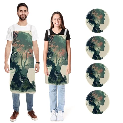 Lot de 2 tabliers de cuisine homme femme chef étanches à poches