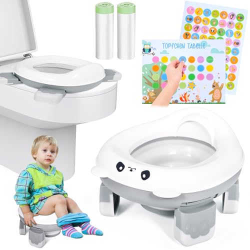 Vautvis Orinal Portátil Niños Plegable, 2 En 1 Orinal Bebe Plegable Adaptador Wc Niños, Baño Portátil Niños Orz, Plegable Asientos Para Wc, Orinal De Viaje Con Bolsas Orinal Portatil