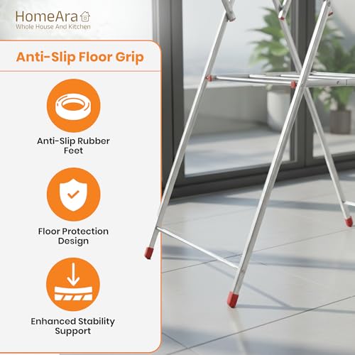 Image of Premium Heavy Duty Foldable Stainless Steel Cloth Drying Stand (Butterfly Design) | 3 Tier Mirror Finish | Space Saving Wall Mounted Laundry Rack for Clothes, Towels, Balcony & Bedroom