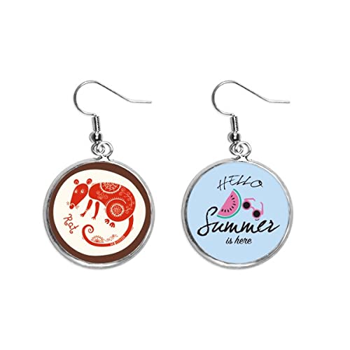 Pendientes de sandía y Rata del zodiaco chino el regalo original de joyería para cumpleaños en verano