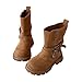 IWIHMIV Toddler Girls Boots Kids Riding Booties Fashion Comfortable Non Slip Round Toe Mid Calf Boots（Khaki,2