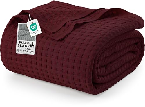 Utopia Bedding Couverture gaufrée en Coton 300 GSM (Bordeaux - 228 x 182 cm), Couette Douce,...