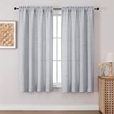 Chyhomenyc Gray Curtains 63 Inch Length 2 Panels, Light Filtering Faux Linen Slub Textured Soft Airy Living Room Curtain, Elegant Rod Pocket Window Curtains for Bedroom, Each 42Wx63L, 2PCS, Grey