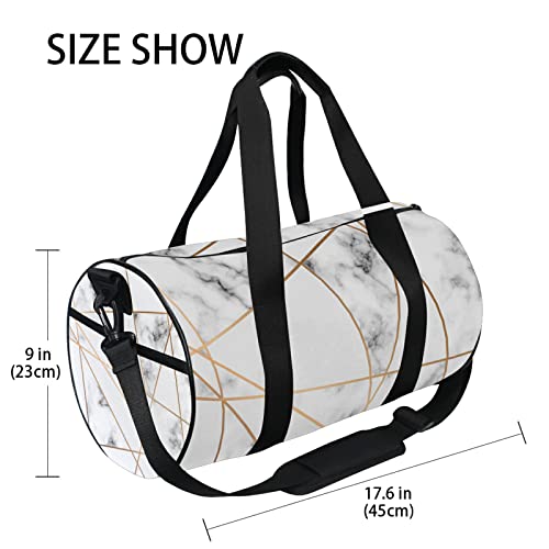 Marble With Geometric Duffel Bag,Canvas Travel Bag for Gym Sports and Overnight4