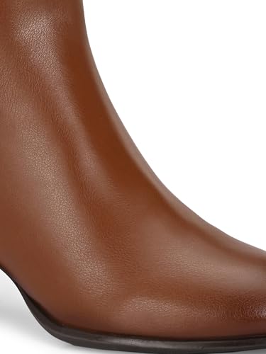Image of Delize Tan Women Knee ankle boots 64473
