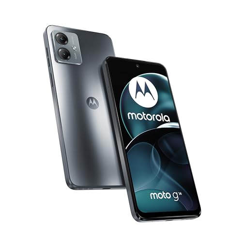 Motorola Smartphones Moto g14 (6.5″ Full HD+ display, 50MP camera system, Dolby Atmos® audio, Android 13, 4/128, 5000 mAh battery, Octa-core processor, dual SIM), steel grey
