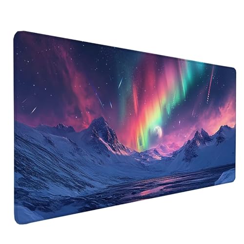 Tapis de souris XXL 700 x 300 mm sous main bureau étanche avec motif aurore