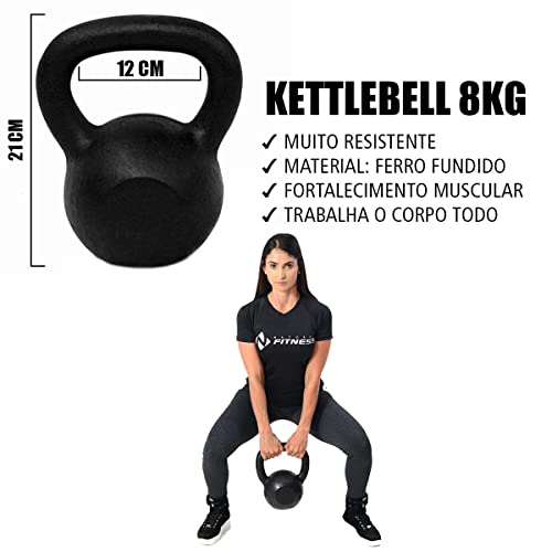 Kit Kettlebell Pintado 4 8 10 kg Para Academia Ferro Fixa