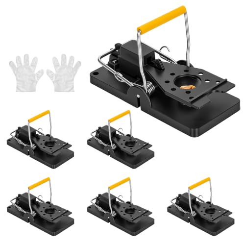 WisProtek Mouse Traps 6 Pack Heavy Duty Reusable Snap Traps that Kill Instantly Highly Sensitive Mouse Catcher Safe and Effective Rodent Trap for Home Kitchen Garage & Garden