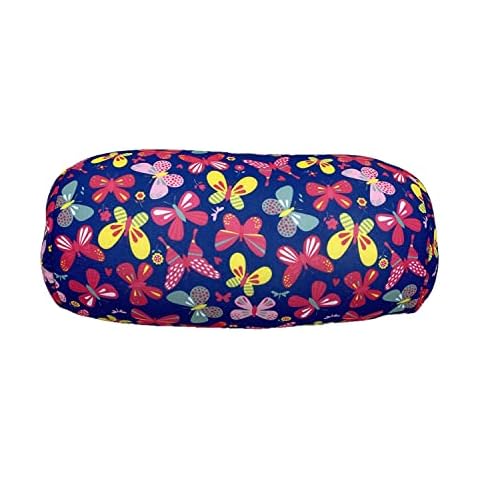 Bookishbunny Microbead Cylinder Bolster Roll Pillow 13" x 7" (ButterflyNavy) Cover