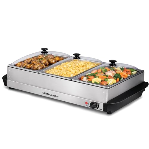 Elite Gourmet EWM-6171 Triple 3 x 2.5 Qt. Trays, Buffet...