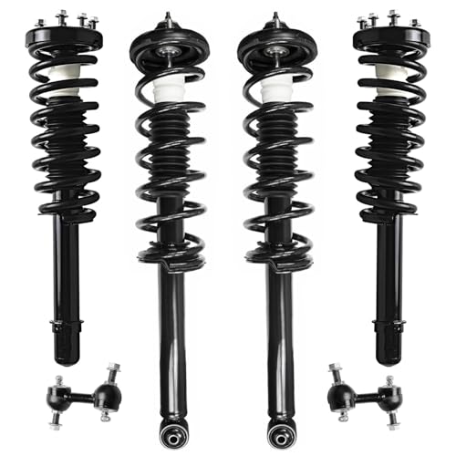 Image of Detroit Axle - 6pc Struts Sway Bars Kit for Acura 2004-2008 TSX, 4 Front Rear Struts with Coil Spring Assembly 2 Front Sway Bar End Links 2005 2006 2007 Replacement Suspension