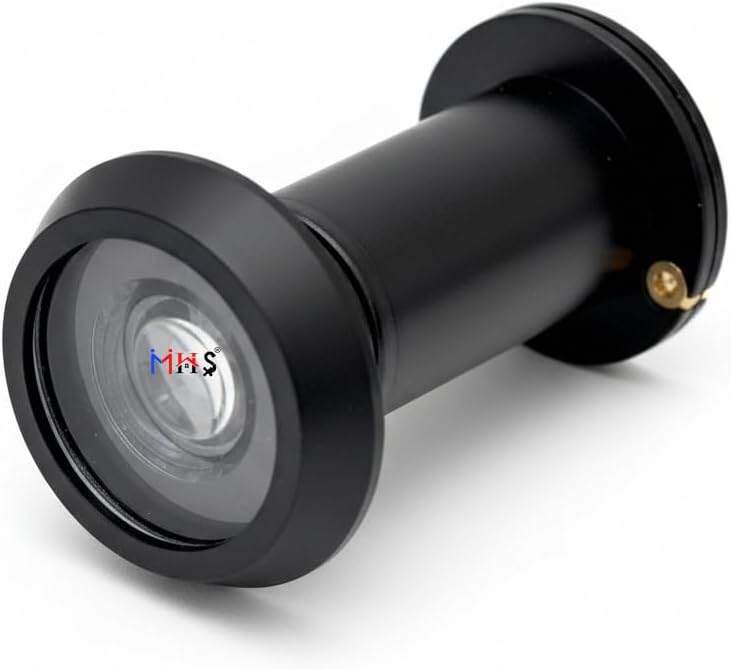 MHS Brass Main Door Eye Viewer with Flap, 180° Wide Angle Optical Lens, Suitable for 35–60mm Doors, Heavy Duty Door Peephole, Make in india (Black, Pack of 1)