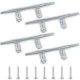 Dock Cleats 4 Pack 6 inch Boat Dock Cleats with Stainless Steel Screws Hot Dipped Chrome Plated Cast Iron Boat Cleats Marine Grade Dock Cleats Rope Cleats for Boat, Kayak, Deck and Décor