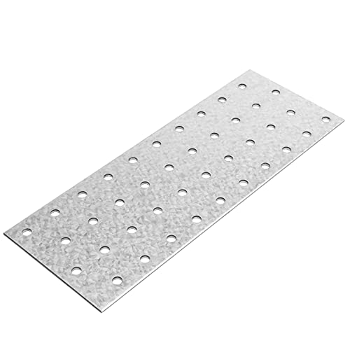 GBGS 6 Pcs Flat Tie Plate, 8-1/8" L x 3" W, Steel, Silver, Hot Dip Aluminum-Zinc Coated, Surface Mount, Wood Beam Splice Repair Bracket