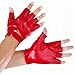 Men Fingerless PU Leather Gloves Driving Steampunk Gothic Half Finger Mittens Motorcycle Glove Outdoor Sport Costume (Red, One Size)