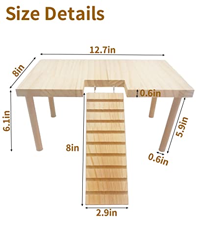 BNOSDM Plataforma de madeira de brinquedo para hamster com escada, plataforma de animais pequenos, p
