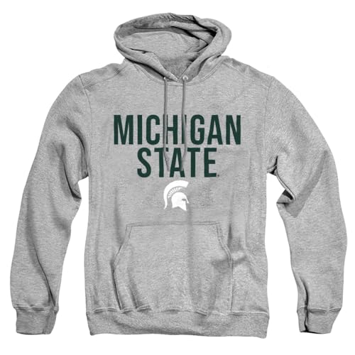 MSU Spartans Michigan State Stacked Unisex Adult Pull-Over Hoodie, Athletic Heather, Large