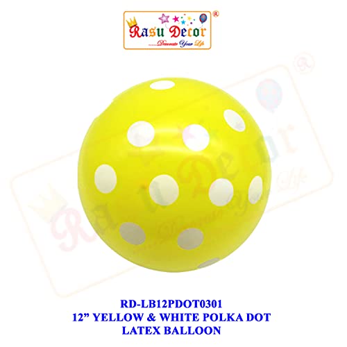 Image of RasuDecor 10 Pieces 12 inch Polka Dot Latex Balloon Yellow and White Dot Colorful Balloons, 12 Inch Latex Polka Dots Balloons for Kids Women Men Birthday Easter Engagement Wedding, Halloween Party Supplies Decor #RasuImpex (10Pcs 12 inchPolkaDotYellowWhite)