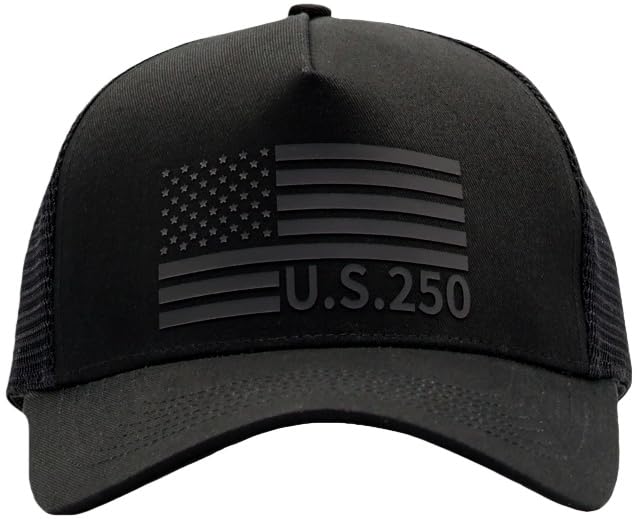 Image of USA Flag Snapback Hat Fits One Size&XXL /3XL - Mens Mesh Trucker Ball Hats - US 250th Anniversary Veterans Memorial Day Gifts